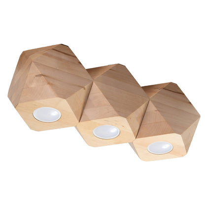 WOODY 3 plafondlamp natuurlijk hout
