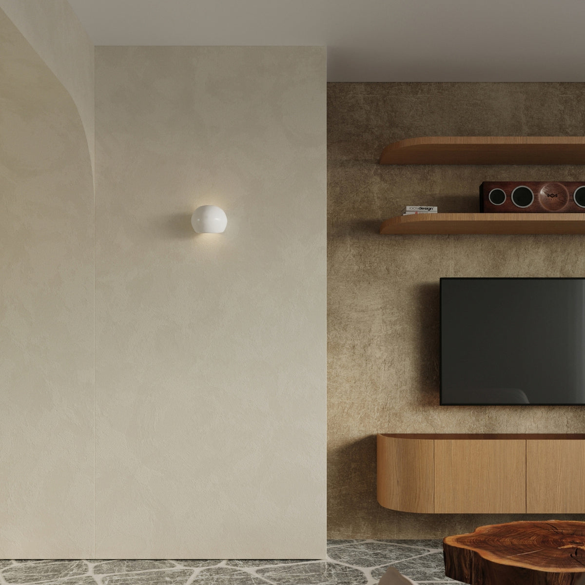 GLOBE wandlamp wit glans
