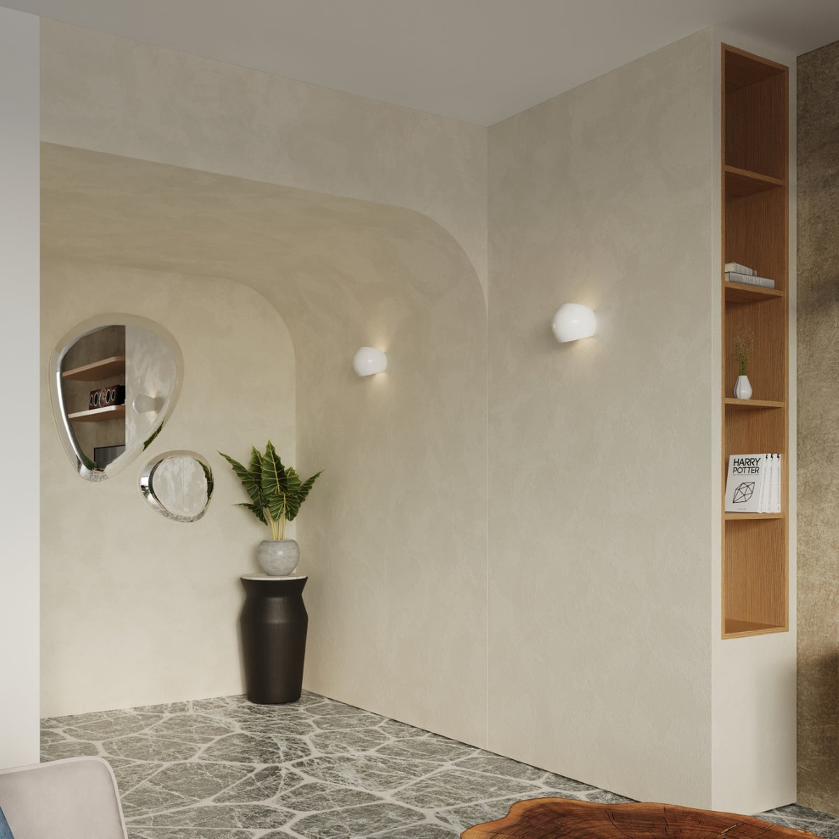 GLOBE wandlamp wit glans