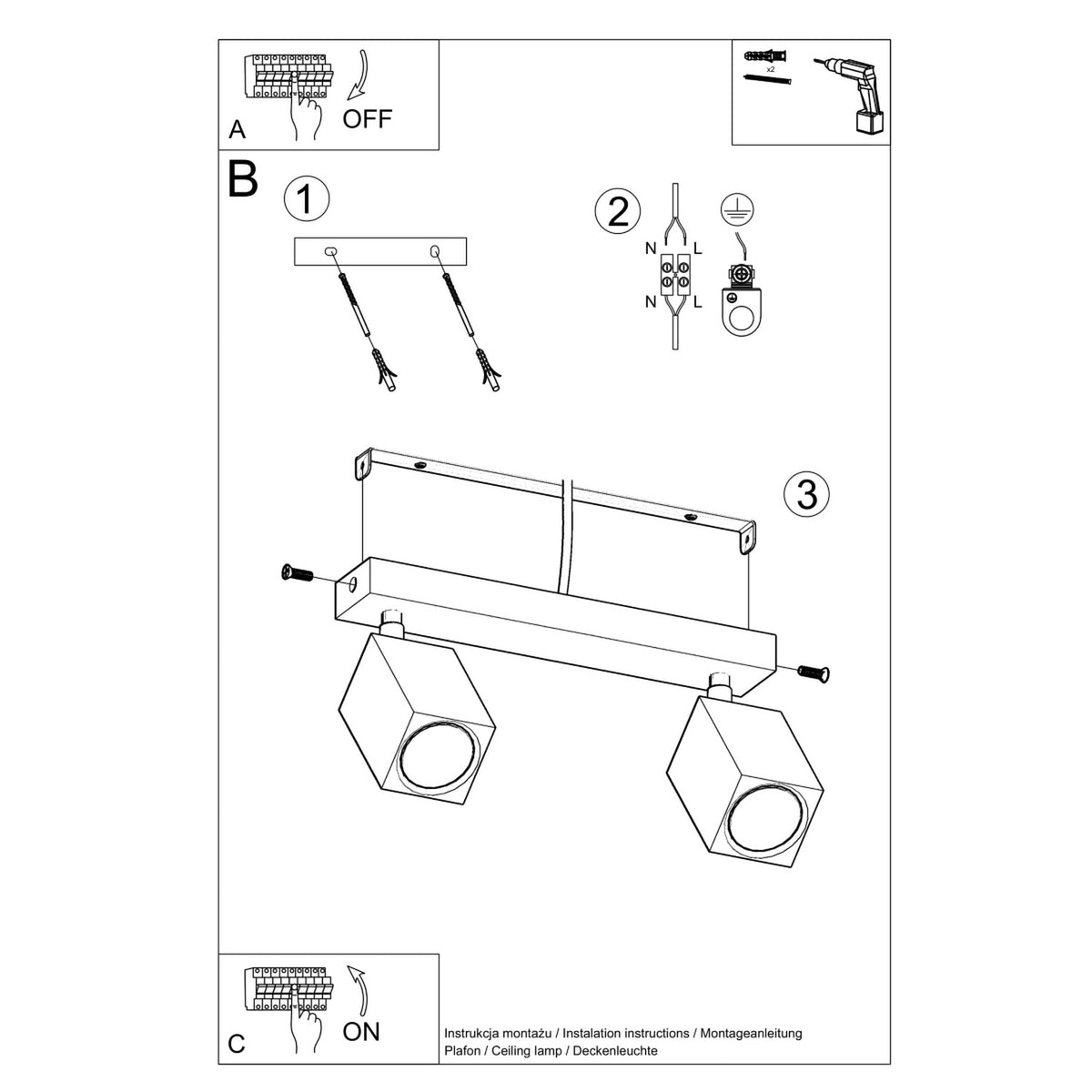KEKE 2 plafondlamp eik