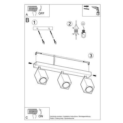 KEKE 3 plafondlamp eik
