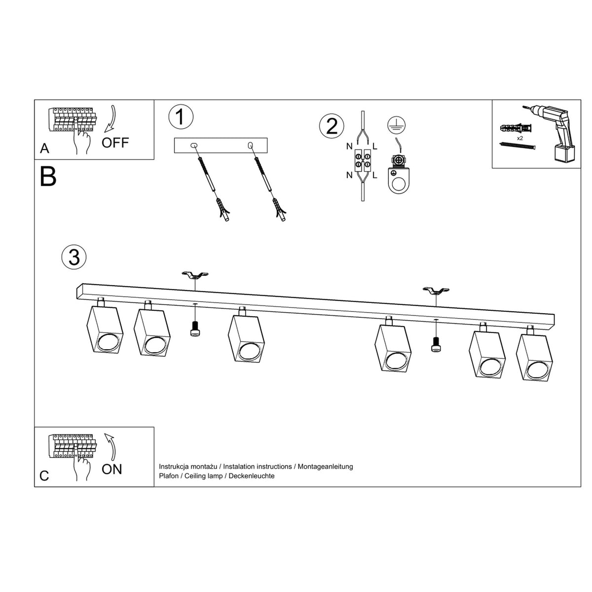KEKE 6 plafondlamp eik