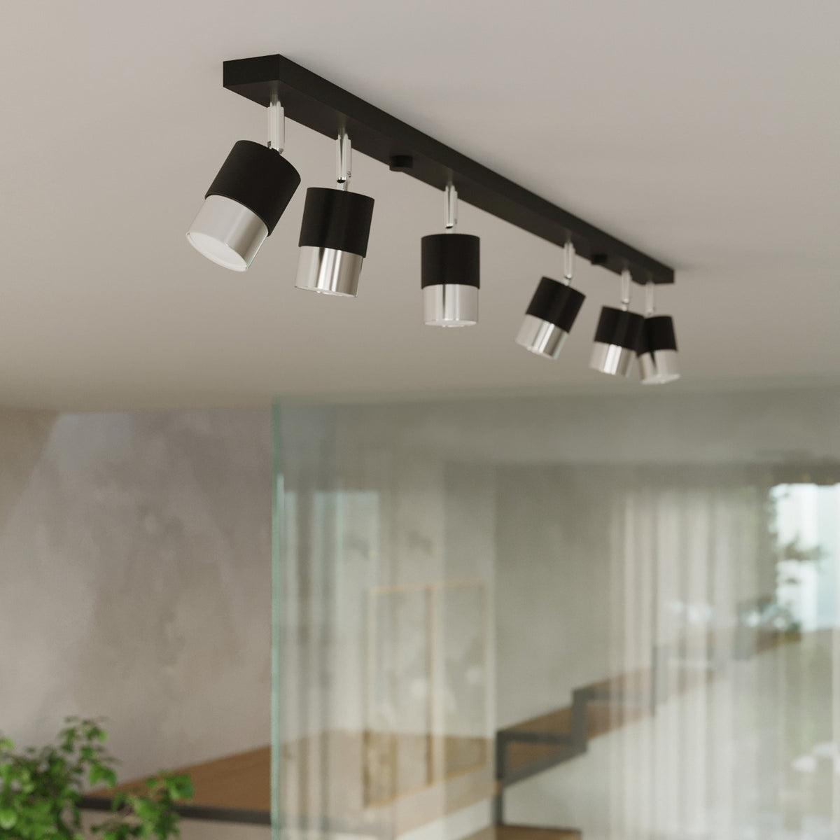 NERO 3 plafondlamp zwart met chroom