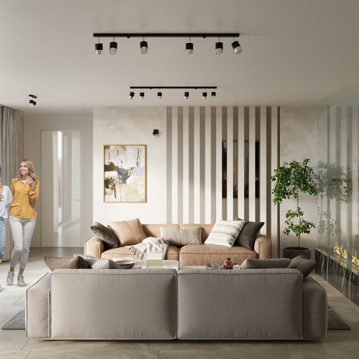 NERO 4 plafondlamp zwart met chroom