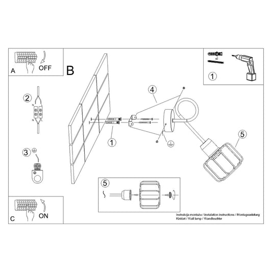 BELUCI 1S wandlamp zwart