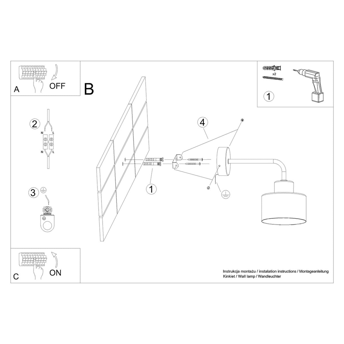 SAVAR 1 wandlamp in zwart