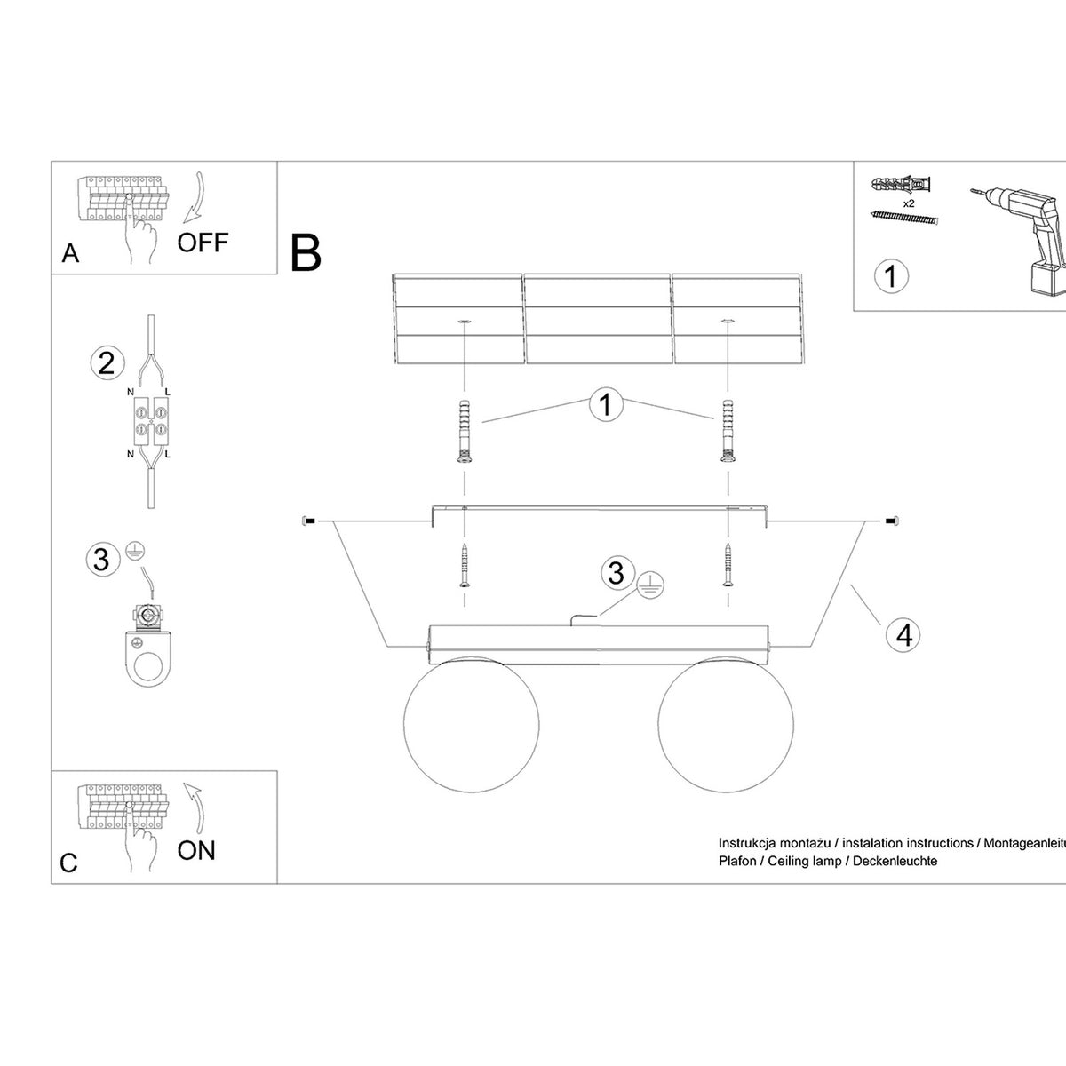 YOLI 2 plafondlamp wit