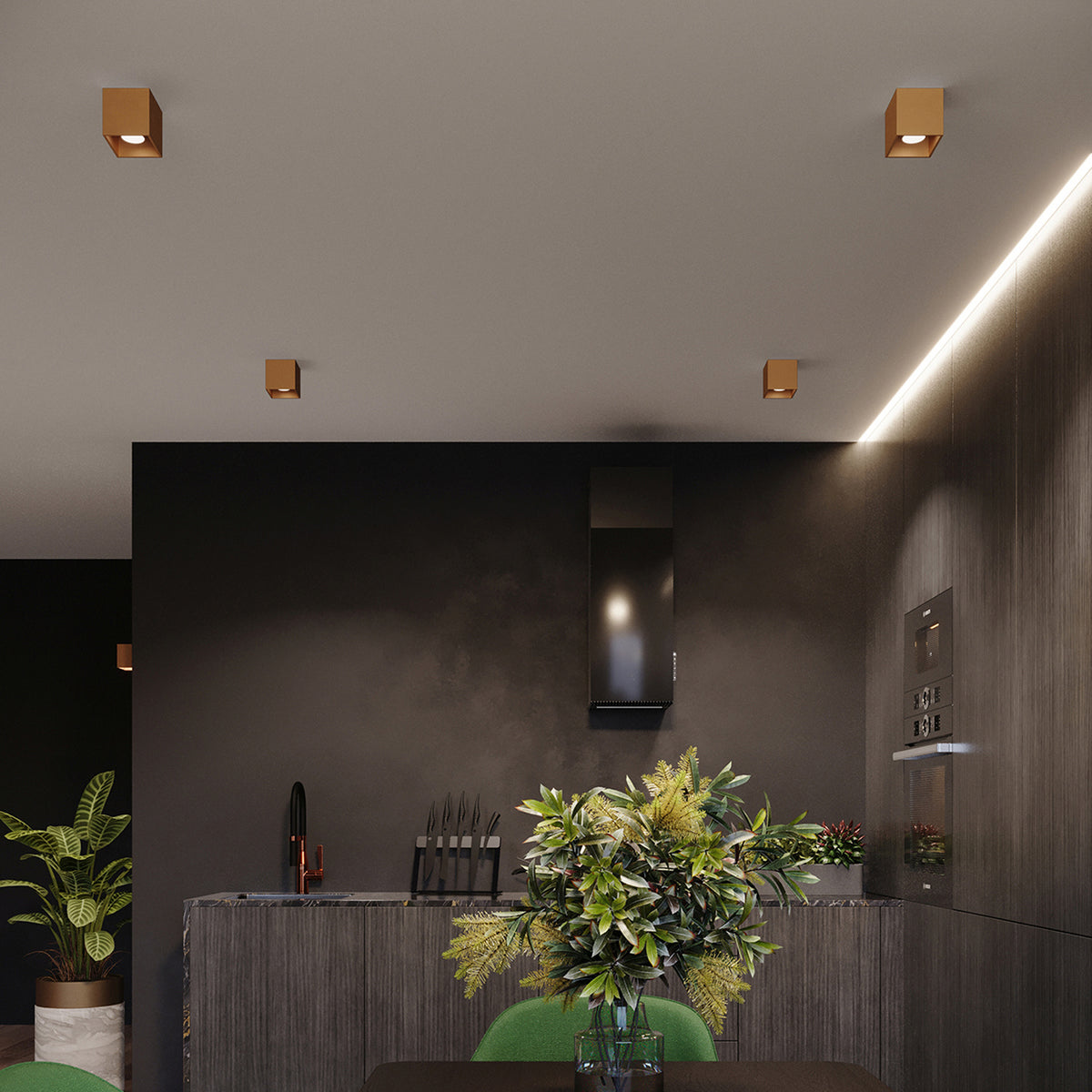 QUAD 1 plafondlamp goud