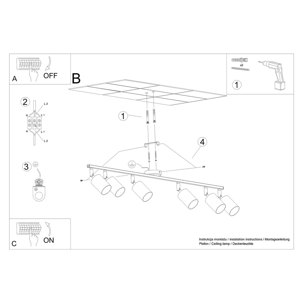 LEMMI 6L plafondlamp wit