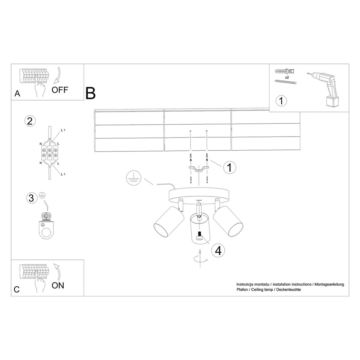 VERDO 3P plafondlamp