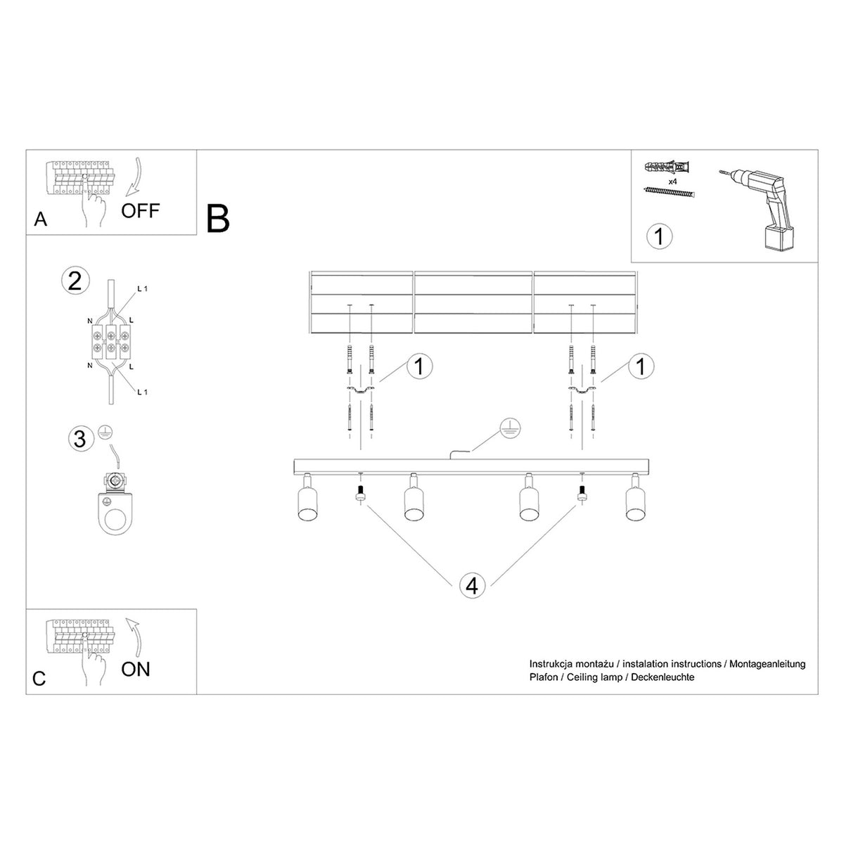 VERDO 4 plafondlamp