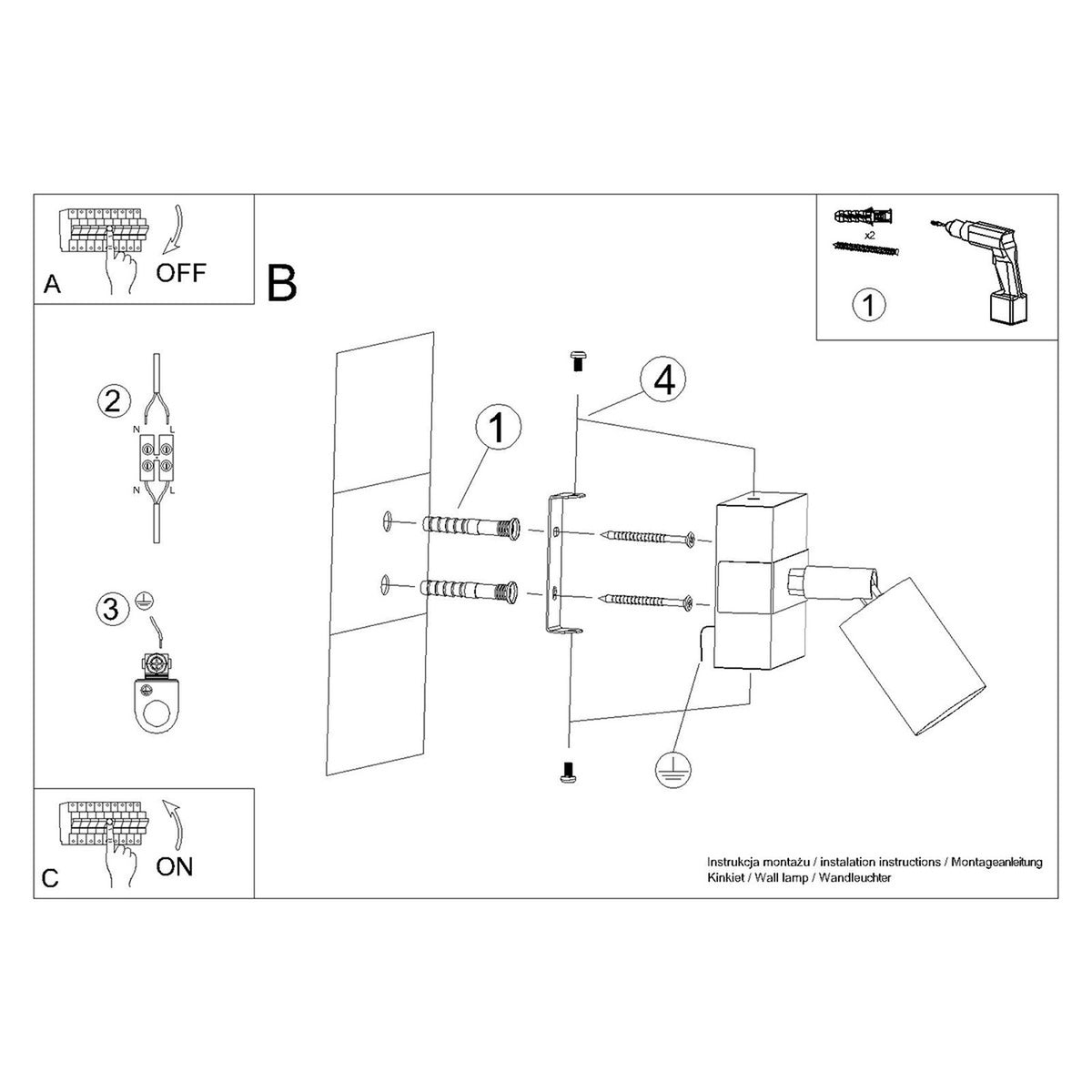 FAGER 1 wandlamp zwart