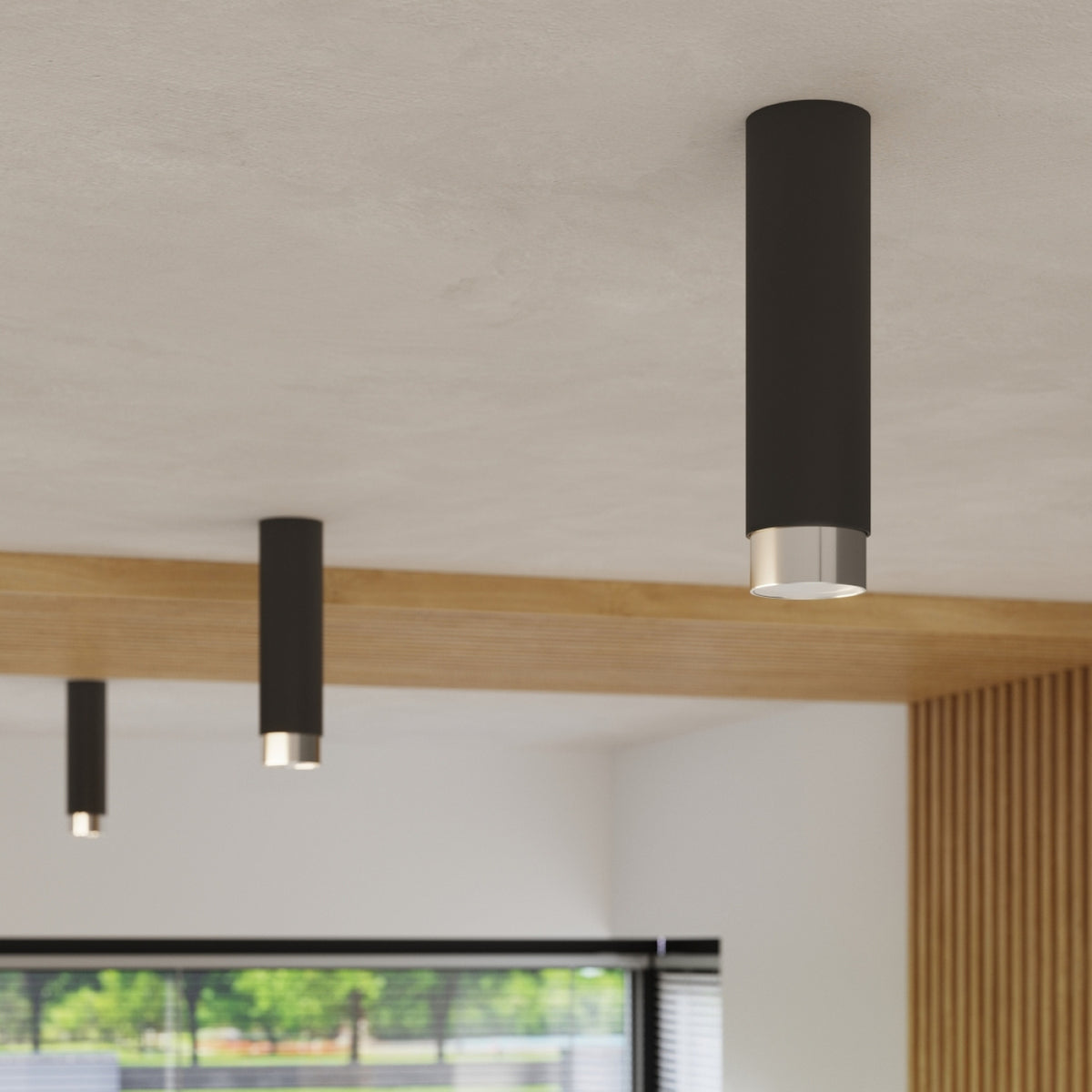 NERO plafondlamp zwart met chroom 12,5 cm