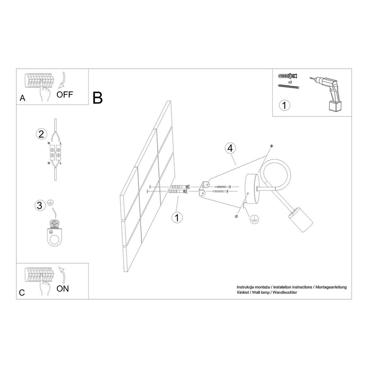 LOOP wandlamp in zwart