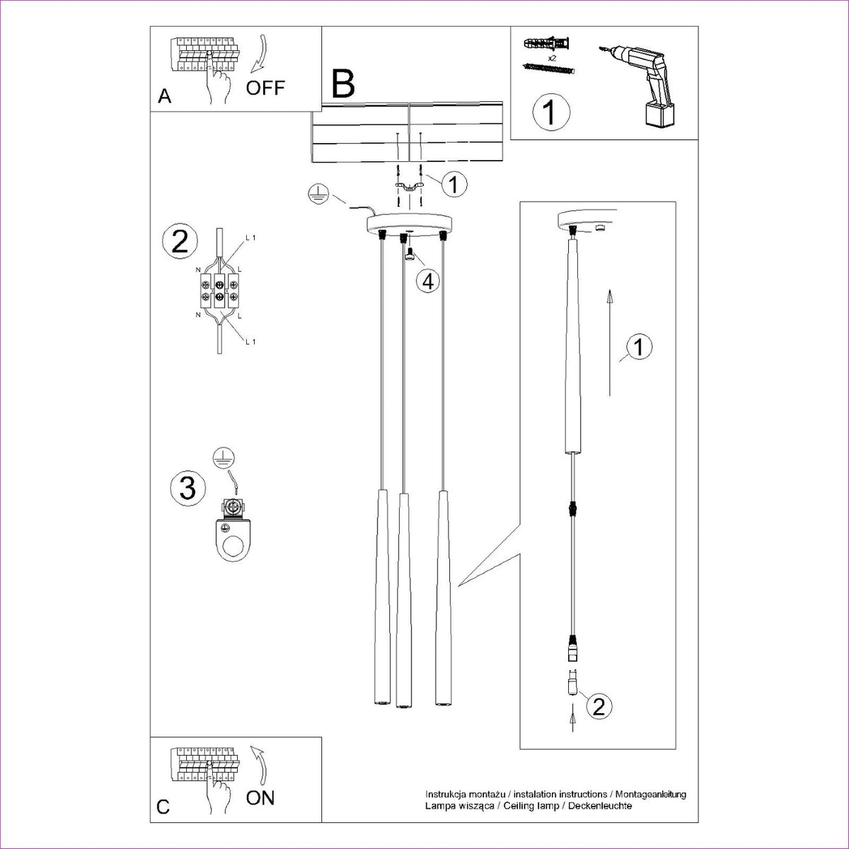 BLISS 3P vloerlamp zwart