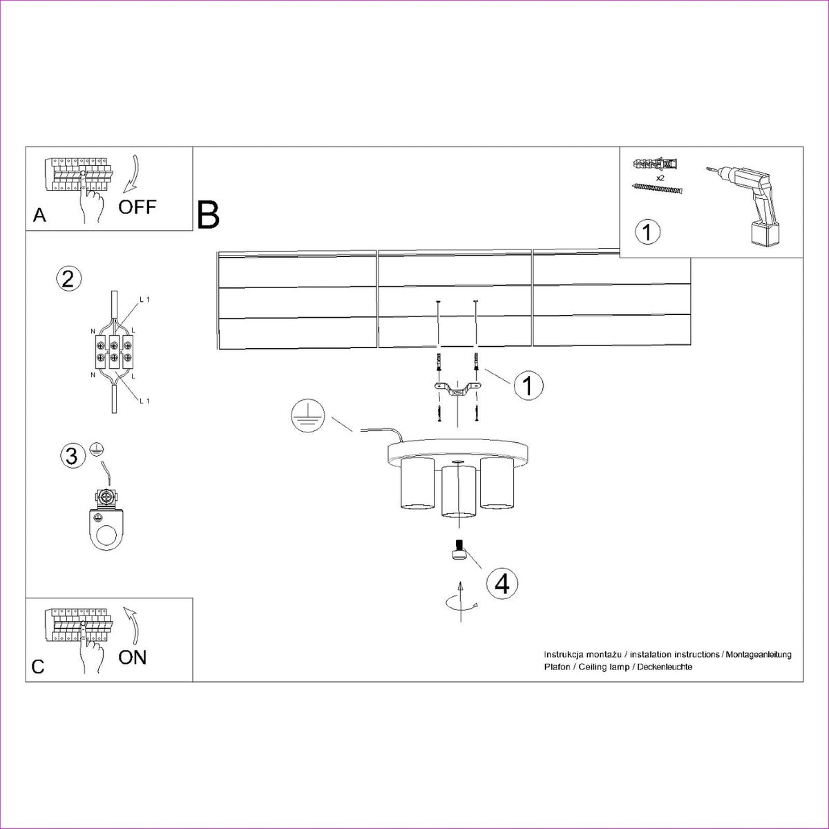 LAGOS 3P plafondlamp wit