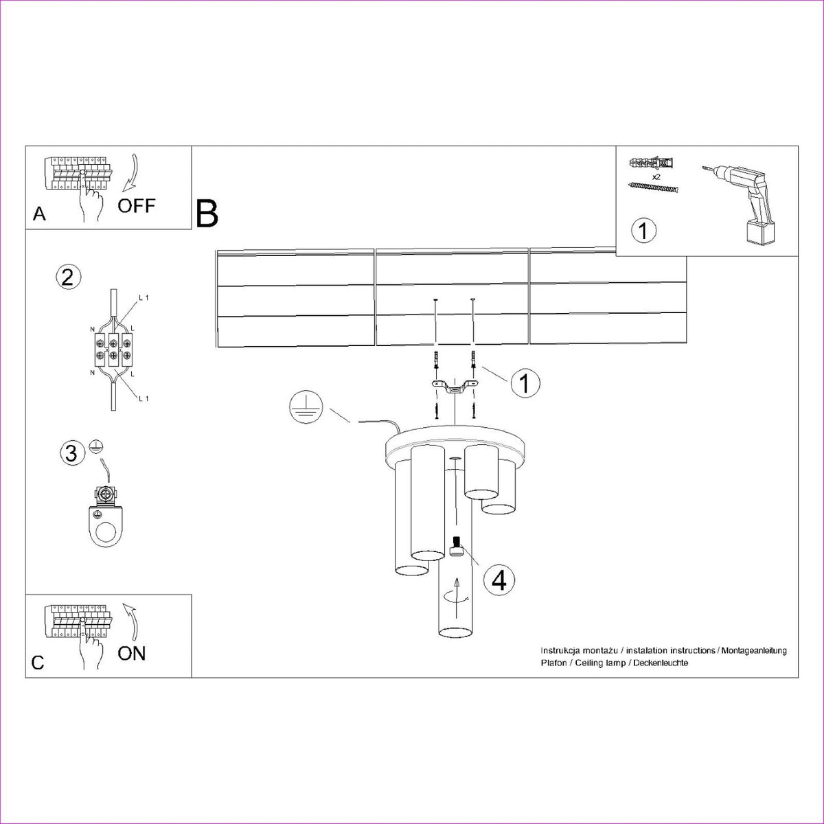 LAGOS 5P plafondlamp wit