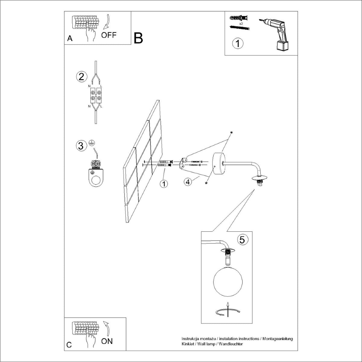 ASTRAL 1 wandlamp wit