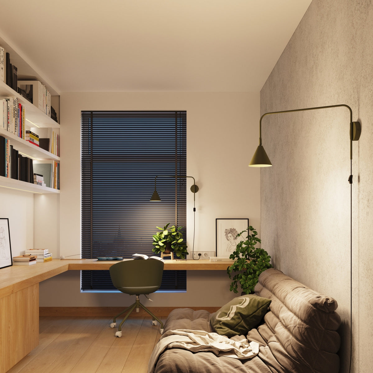 NOX wandlamp in olijfgroen