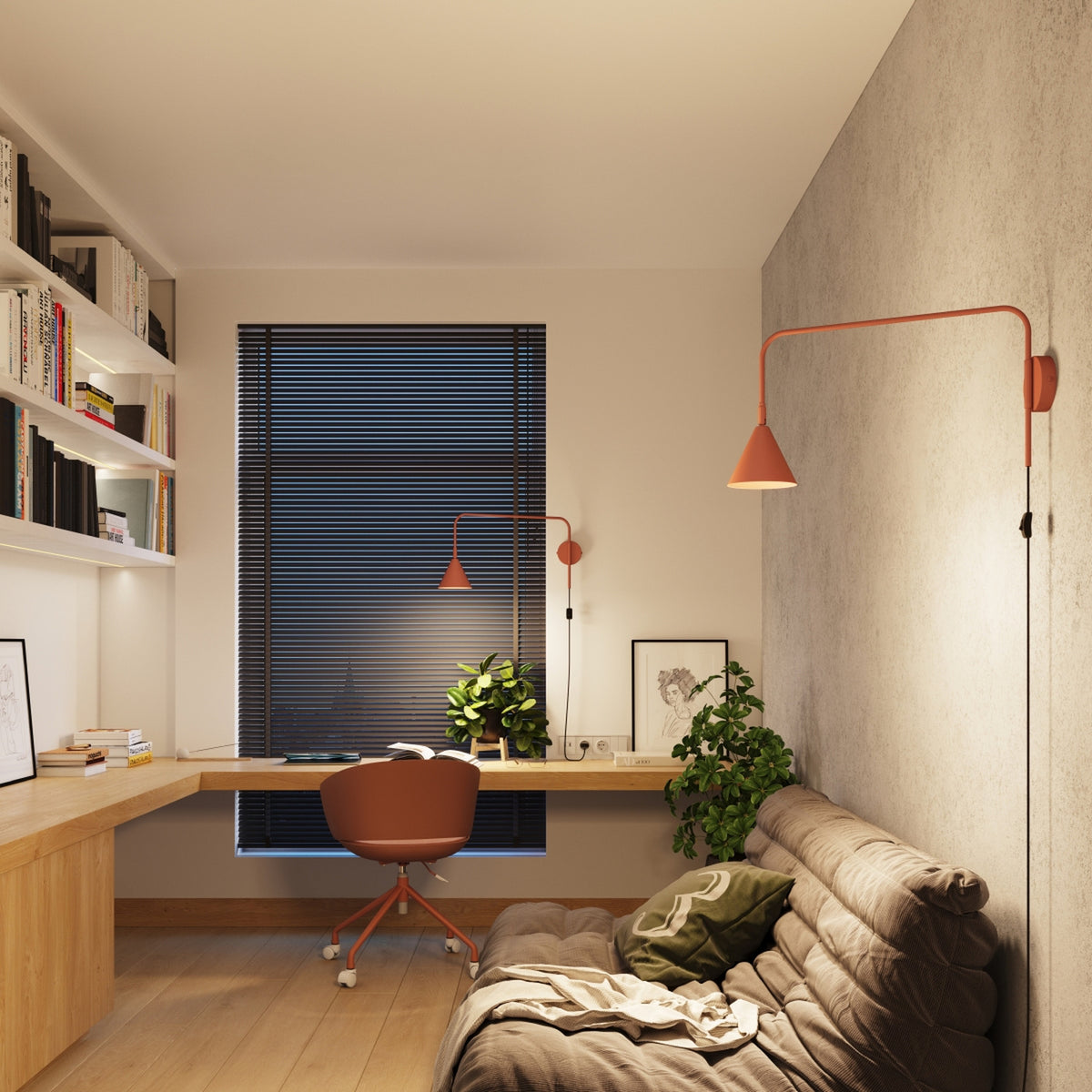 NOX wandlamp in rood oker