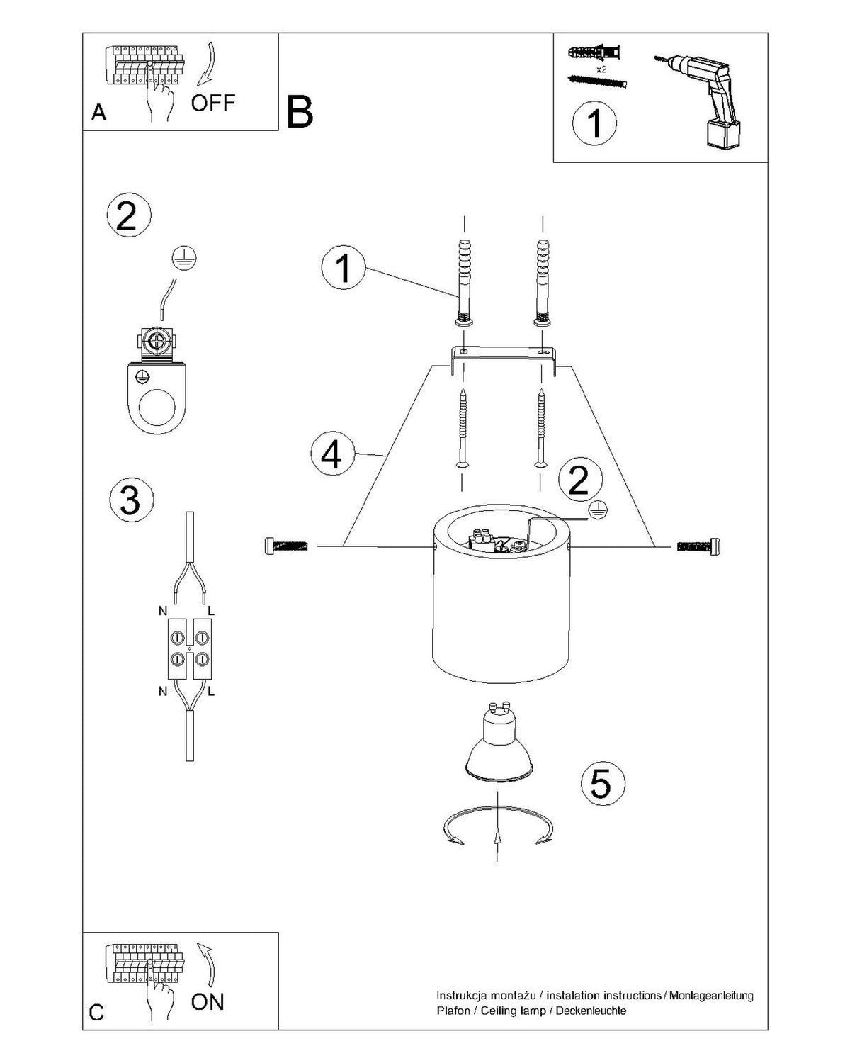 ORBIS plafondlamp beton olijfgroen