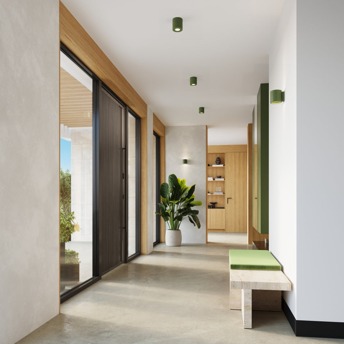 ORBIS plafondlamp beton olijfgroen