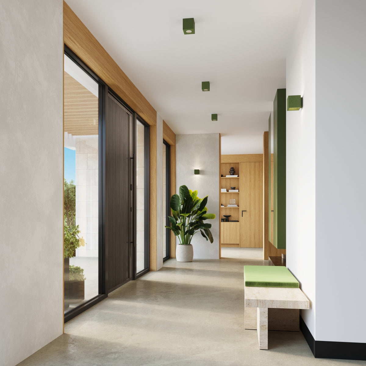 QUAD wandlamp in beton olijfgroen