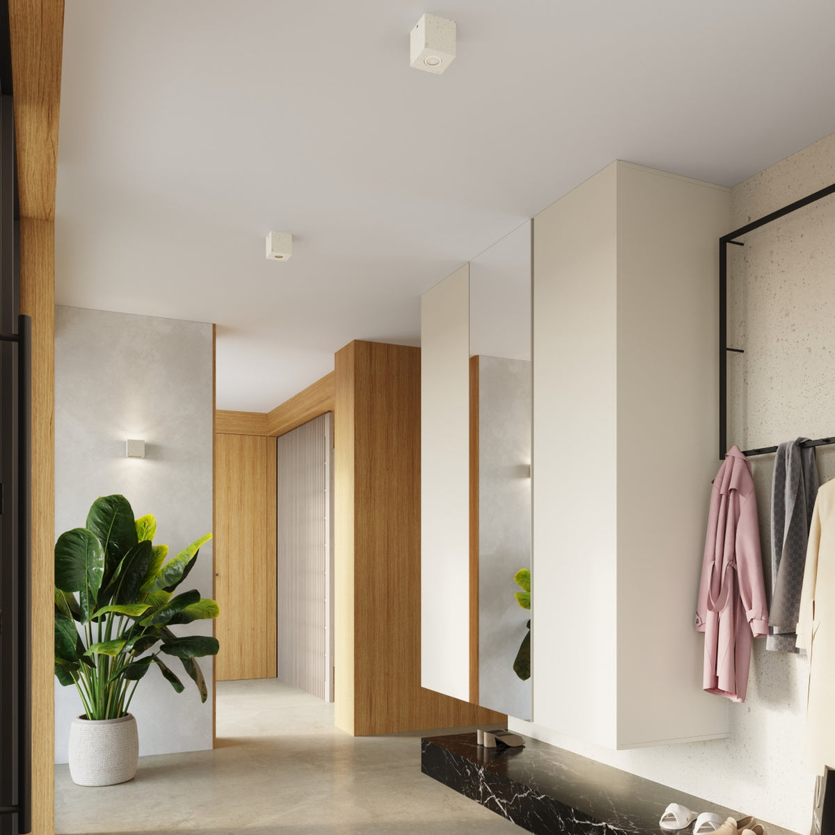 QUAD wandlamp in beton beige