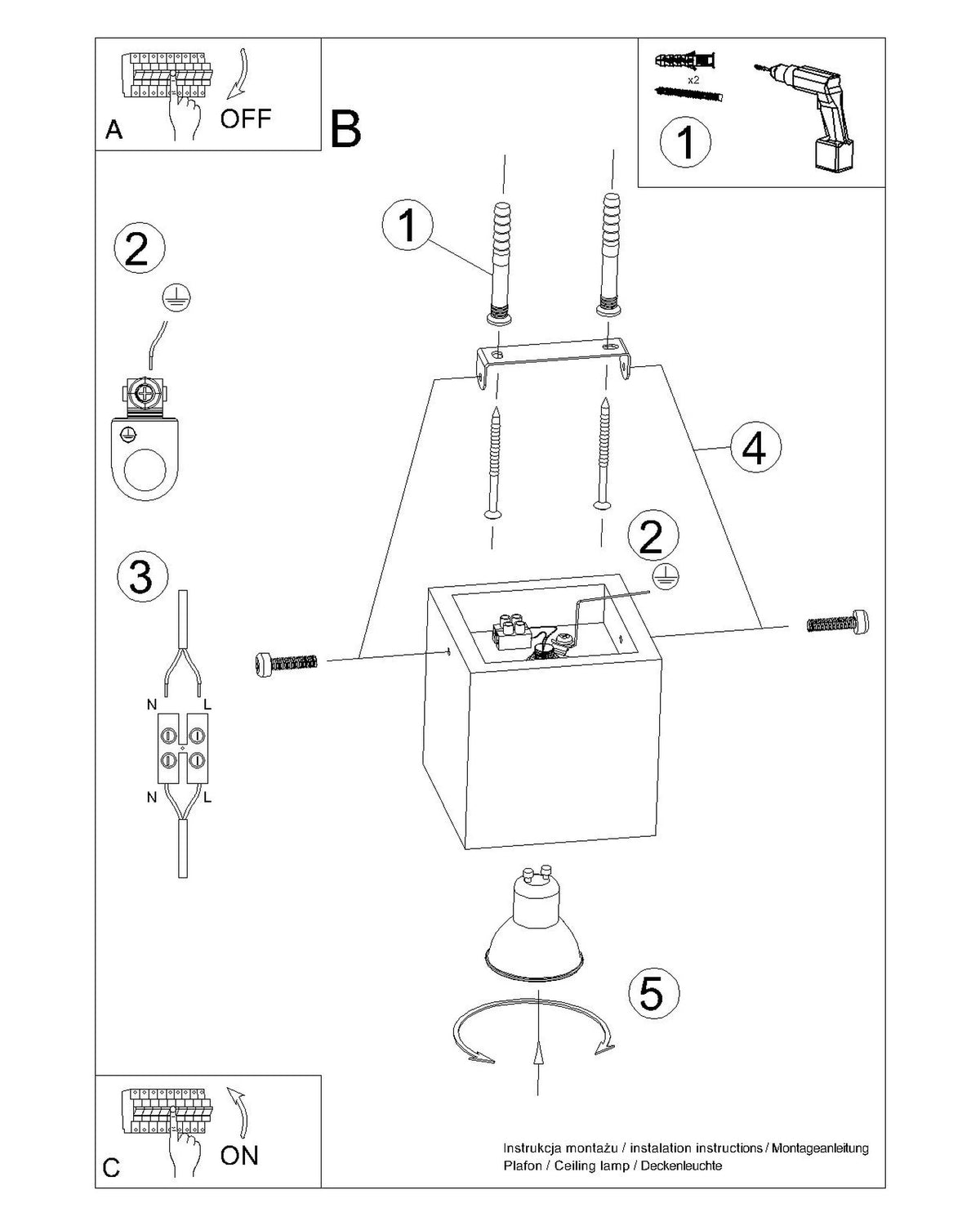 QUAD plafondlamp beton beige