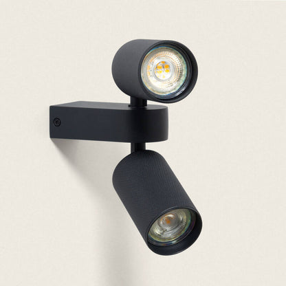 Wandlamp Cantaro zwart aluminium met twee spots