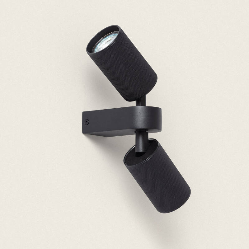 Wandlamp Cetrano zwart aluminium met twee richtbare spots
