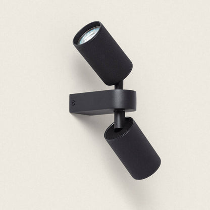 Wandlamp Cetrano zwart aluminium met twee richtbare spots