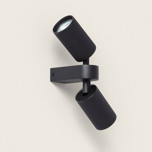 Wandlamp Cetrano zwart aluminium met twee richtbare spots
