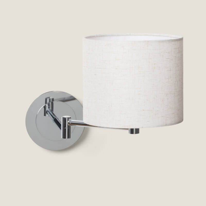 Wandlamp Tervaro met chromen frame en linnen kap