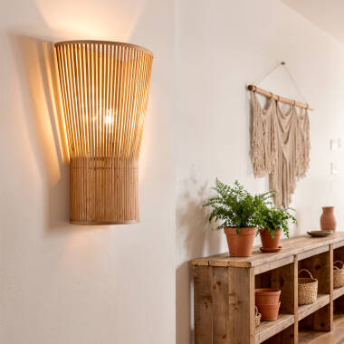 Wandlamp Burnivo bamboe vooraanzicht