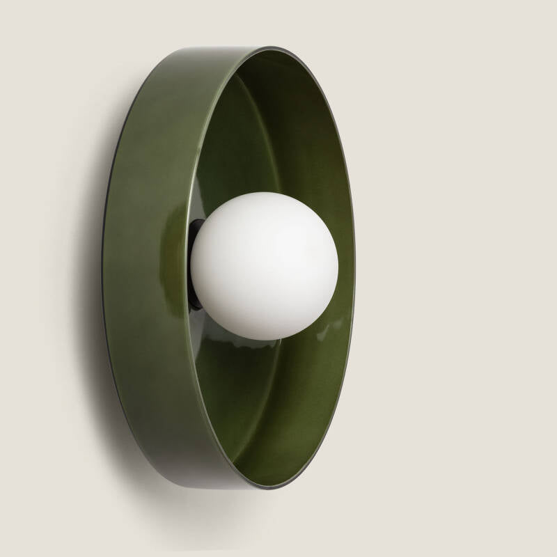 Wandlamp Discaro glas en metaal groen