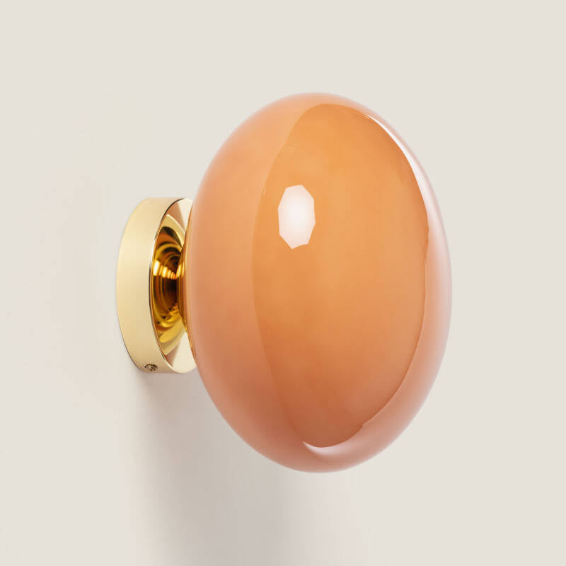 Wandlamp Curvano glas en metaal oranje