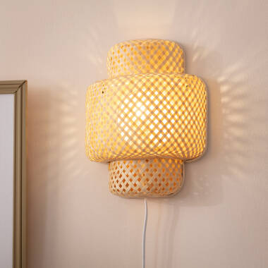 Wandlamp Aurivo bamboe zijaanzicht