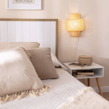 Wandlamp Aurivo detail van het vlechtwerk