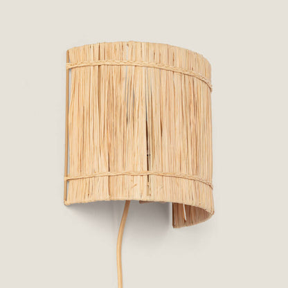 Wandlamp Nuvaro van gevlochten natuurlijke vezels in naturel