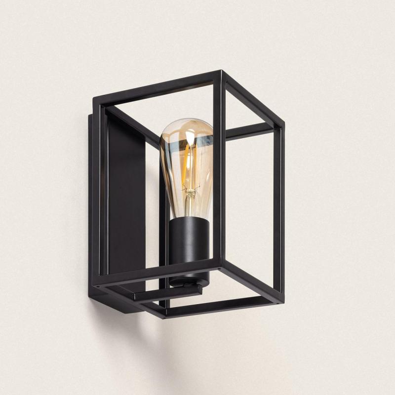 Wandlamp Aldavo open kubus van zwart metaal