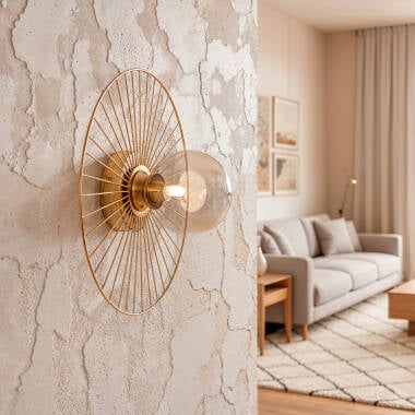Wandlamp Yentaro, detail van de glazen bol