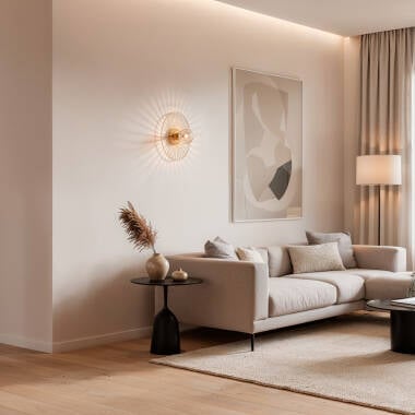 Wandlamp Yentaro gemonteerd op de wand