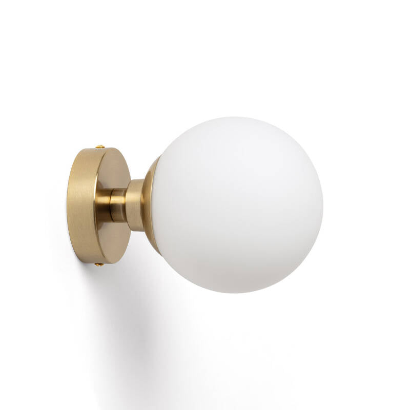 Wandlamp Norvaro in goud met glazen kap en metalen frame
