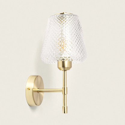 Wandlamp Ospiano in goud met geribbelde glazen kap