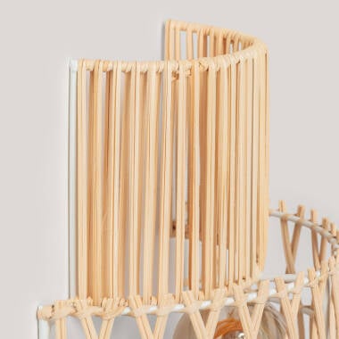 Wandlamp Eldaro gevlochten papier, zijaanzicht