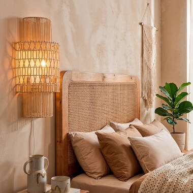 Wandlamp Eldaro gevlochten papier, vooraanzicht