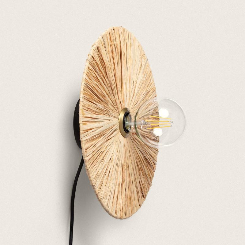 Wandlamp Mostivo van gevlochten raffia in naturel