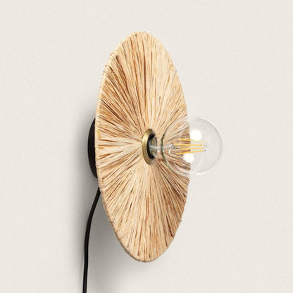 Wandlamp Mostivo van gevlochten raffia in naturel