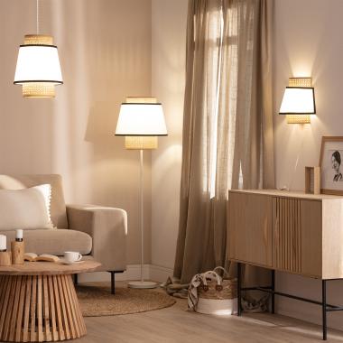 Wandlamp Mundaro rotan en textiel (afbeelding 3)